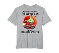 Never Underestimate an Old Woman with A Mobility Scooter T-Shirt, Men's Big and Tall, Heather Grey, 6X Tall
