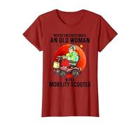 Never Underestimate an Old Woman with A Mobility Scooter T-Shirt, Women, Cranberry Red, X-Large