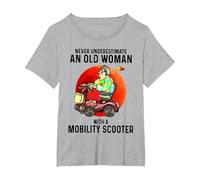 Never Underestimate an Old Woman with A Mobility Scooter T-Shirt, Women's Plus, Heather Grey, 2X