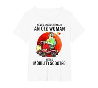 Never Underestimate an Old Woman with A Mobility Scooter T-Shirt, Women's Plus, White, 5X