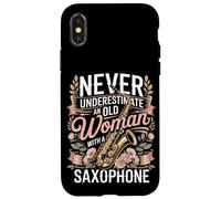 Never Underestimate An Old Woman With A Saxophone Case for iPhone X/XS