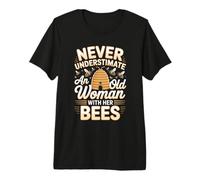 Never Underestimate an Old Woman with Her Bees Premium T-Shirt