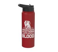 Never Underestimate an Old Woman with Native Blood Stainless Steel Insulated Water Bottle