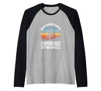 Never Underestimate Experience On Two Wheels Cycling Raglan Baseball Tee