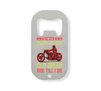 Never Underestimate Old Biker Ride Till I Die Stainless Steel Bottle Opener Silver