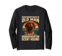 Never Underestimate Old Man Bavarian Mountain Hound Retro Long Sleeve T-Shirt