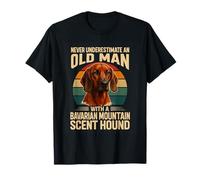 Never Underestimate Old Man Bavarian Mountain Hound Retro T-Shirt