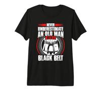 Never Underestimate Old Man Black Belt Martial Arts Premium T-Shirt