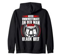 Never Underestimate Old Man Black Belt Martial Arts Zip Hoodie