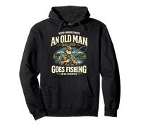 Never Underestimate Old Man Goes Fishing In His 70s Pullover Hoodie