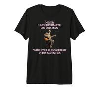Never Underestimate Old Man Guitar 70s Premium T-Shirt