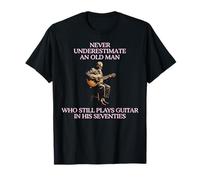 Never Underestimate Old Man Guitar 70s T-Shirt