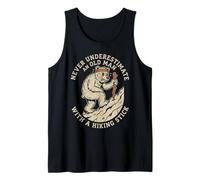 Never Underestimate Old Man Hiking Stick Retro Hiker BearDad Tank Top