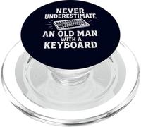 Never Underestimate Old Man Keyboard Dad Grandpa Programmer PopSockets PopGrip for MagSafe