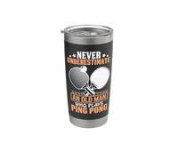 Never Underestimate Old Man Ping Pong Player Stainless Steel Insulated Tumbler