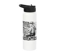 Never Underestimate Old Man Plays Guitar Seventies Guitarist Stainless Steel Insulated Water Bottle
