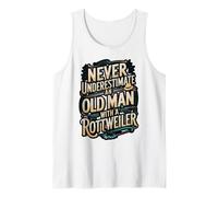Never Underestimate Old Man Rottweiler Design Tank Top