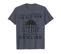 Never Underestimate Old Man Who Loves Bowling Ball T-Shirt, Men, Heather Blue, XX-Large