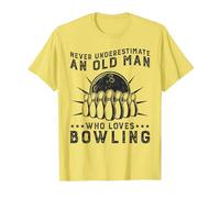 Never Underestimate Old Man Who Loves Bowling Ball T-Shirt, Men, Lemon Yellow, XX-Large