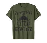 Never Underestimate Old Man Who Loves Bowling Ball T-Shirt, Men, Olive Green, X-Large