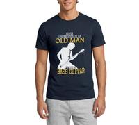 Never Underestimate Old Man with A Bass Guitar Men's T-Shirt Navy