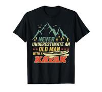 Never Underestimate Old Man with Kayak Vintage kayaking Dad T-Shirt