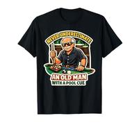 Never Underestimate Old Man with Pool Cue Funny Golfing T-Shirt