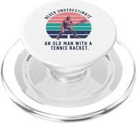 Never Underestimate Senior Old Man Tennis Player Retro PopSockets PopGrip for MagSafe