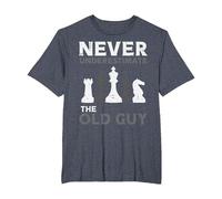 Never Underestimate The OId Guy Chess Master Player Men T-Shirt, Men's Big and Tall, Heather Blue, 2X Tall