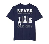 Never Underestimate The OId Guy Chess Master Player Men T-Shirt, Men's Big and Tall, Navy Blue, 4X Tall