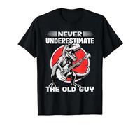 Never Underestimate The Old Guy Funny T Rex Dinosaur Retired T-Shirt, Men, Black, 4X-Large
