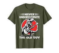 Never Underestimate The Old Guy Funny T Rex Dinosaur Retired T-Shirt, Men, Olive Green, 3X-Large