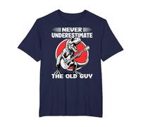 Never Underestimate The Old Guy Funny T Rex Dinosaur Retired T-Shirt, Men's Big and Tall, Navy Blue, 4X Tall