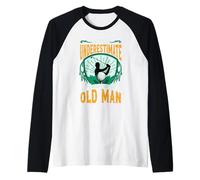 Never Underestimate The Old Man Golfer Dad Grandpa Golfing Raglan Baseball Tee