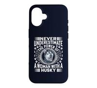 Never Underestimate the Power of A Woman With A Husky Dog Case for iPhone 16