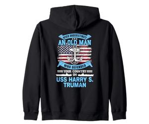 Never Underestimate USS Harry S. Truman CVN-75 Veteran Zip Hoodie