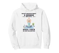Never Underestimate Woman Who Still Does Yoga Her Seventies Pullover Hoodie