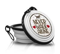 Never Walk Alone - Folding and Portable Dog Bowl with Carabiner for Walks with Your Four-Legged Friends. Water Bowl, Travel Bowl. Handy, Lightweight and Most Importantly Practical.