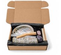 NeverBetterCo Release & Renewal Smudge Kit - White Sage, Palo Santo, Selenite, Rose Quartz, Amethyst & Intention Slip Gift Set