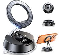 NeverFall Car Phone Holder for MagSafe [78+LBS Ultra Grip | 2400gf Magnetic Power] 360° Foldable Car Mount Cell Phone Holders for Your Car for iPhone 17-12 All Smartphones, Carbon Fiber, with Base Pad
