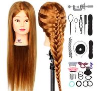 Neverland Beauty 26 Inch 30% Real Hair Hairdressing Cosmetology Training Head Mannequin Head Hairdresser Training Head with Clamp + Hair Styling Braid Set