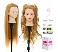 Neverland Beauty 26 inch 60% Real Human Hair Training Head Make Up Practice Mannequin Hairdressing Dolls Head with Wig Head Clamp & DIY Hair Styling Braiding