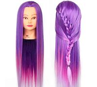 Neverland Beauty 28" Colorful Long Hair Training Head Model Hairdressing Clamp Stand Dummy Practice Mannequin with Table Clamp Dreamy Purple