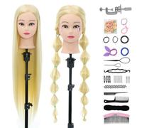 Neverland Beauty 30" 100% Synthetic Fiber Hair Training Head Hairdressing Practice Mannequin Manikin with Clamp + Hair Styling Braid Accessoires Set