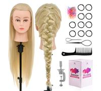 Neverland Beauty 30 Inch Hairdressing Head 100% Synthetic Hair Training Heads for Hairdressers Training Head Doll Head for Styling with Hair Accessories and Table Clamp (Beige)