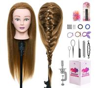 Neverland Beauty & Health 24 inch 50% Real Human Hair Hairdressing Training Head Brown Hairdressing Cosmetology Mannequin Manikin Training Head