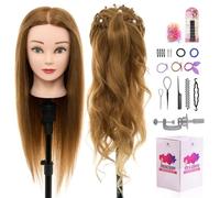 Neverland Beauty & Health 24 inch Hair Mannequin Head 60% Real Human Hair Hairdressing Head Cosmetology Styling Head With Braid Set Mannequin Stand