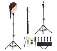 Neverland Beauty Wig Stand Tripod with Foot Pedal Adjustable Manikin Mannequin Head Holder Hairdressing Training Stand Black(18.5-51.18 inch)