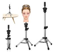 Neverland Mini Wig Stand Adjustable Tripod Head Stand for Hairdressing Training Head Mannequin Head Styling(14.37-22.44 Inch)