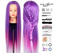 Neverland Practice Training Head Synthetic Hair 64 cm Purple Hair Styling Braid Set Head Hairdressing Hair Cosmetology Head